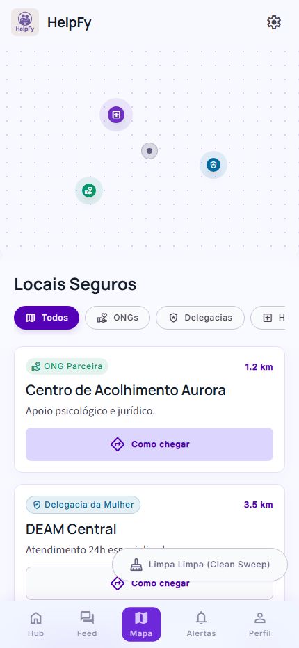Mapa de locais seguros do HelpFy